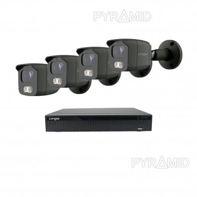4K 8 megapikselių raiškos IP kamerų komplektas Longse - 1- 4 kameros BMSAKL800/DGA, POE, žmogaus detekcija, tamsiai pilka 10
