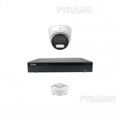 5MP raiškos IP kamerų komplektas Longse - 1- 4 kameros CMSBKL500/A, Sony Starvis, POE, mikrofonas, žmogaus detekcija 5