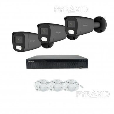 Smart 8MP 4K IP surveillance kit Longse - 1- 4 cameras BMSCKL800/DGA, POE, human detection, dark grey 8