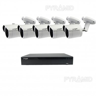 Комплект 5Mп IP видеонаблюдения Longse - 5-8 камеры LBH30KL500, с POE 2