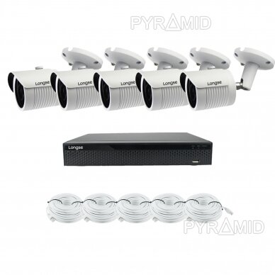 Комплект 5Mп IP видеонаблюдения Longse - 5-8 камеры LBH30KL500, с POE 3