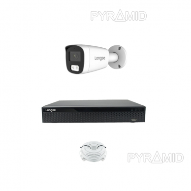 4 megapikselių raiškos IP kamerų komplektas Longse - 1- 4 kameros su mikrofonais BMSCFG400/A, POE 2