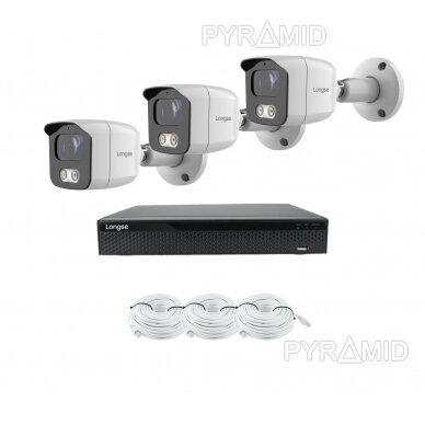 Smart 5 megapikselių raiškos IP kamerų komplektas Longse - 1- 4 kameros BMSARL400/A, POE