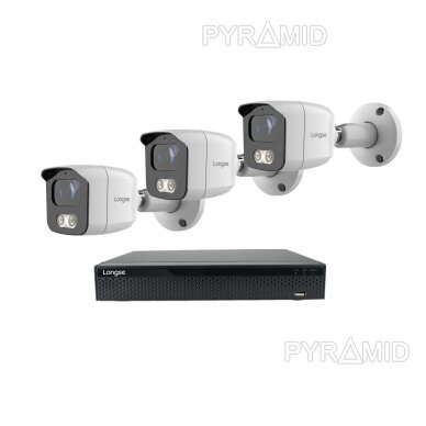 4K 8 megapikselių raiškos IP kamerų komplektas Longse - 1- 4 kameros BMSAKL800/A, POE, žmogaus detekcija 8