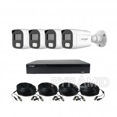 AHD 4 cameras surveillance kit Longse with 5Mpix AHD cameras XVRT3004HD4MB4KLWA, white color LED, microphone
