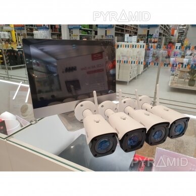 4 WIFI IP kamerų vaizdo stebėjimo komplektas su 12" ekranu Longse WIFI3604M4FK500, 5Mp, 3,6mm + 1TB diskas dovanų 1