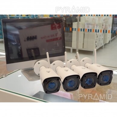 4 WIFI IP kamerų vaizdo stebėjimo komplektas su 12" ekranu Longse WIFI3604M4FK500, 5Mp, 3,6mm + 1TB diskas dovanų 2
