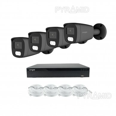 Smart 8MP 4K IP surveillance kit Longse - 1- 4 cameras BMSCKL800/DGA, POE, human detection, dark grey