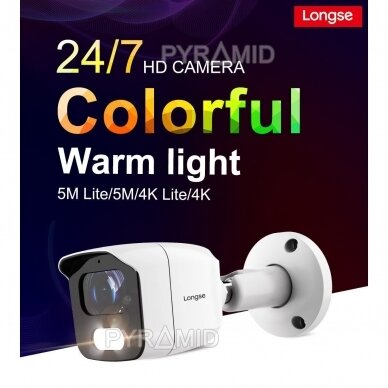 HD vaizdo stebėjimo kamera Longse BMSAHTC500FKPW, 5MP, 3,6mm, baltos šviesos LED iki 20m 1