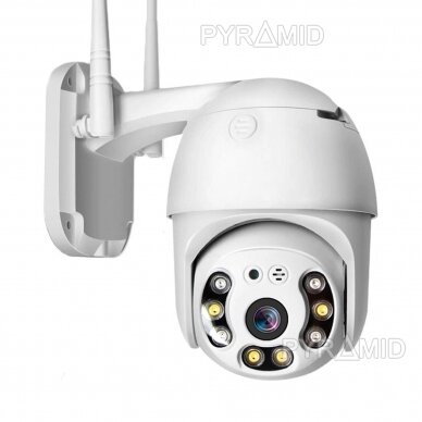 Išmanioji valdoma lauko WIFI kamera su žmonių detekcijos funkcija PYRAMID PYR-SH200DPB, WIFI, microSD jungtis, Full HD 1080p 1