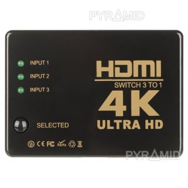 PERJUNGIKLIS HDMI-SW-3/1-IR-4K 4