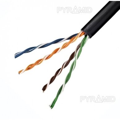 Tinklo kabelis UTP 1m be antgalių Cat5e, tinkamas lauko sąlygoms, varinis