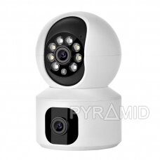 Двойная камера WIFI с обнаружением человека Pyramid PYR-SH400XDD, 2x1080p, микрофон, WIFI, слот MicroSD, приложение iCsee