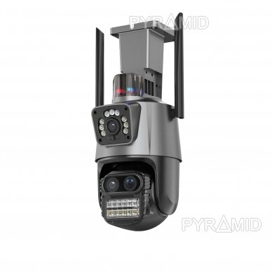 Outdoor WIFI dual camera with human detection Pyramid PYR-SH600ADL-3, 3x2MP, 8X zoom, mic, WIFI, MicroSD slot, iCsee app