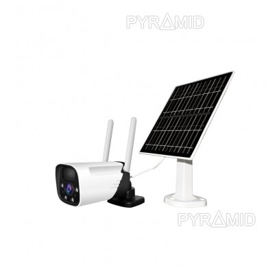 WIFI IP kamera su akumuliatoriumi ir saulės baterija Pyramid PYR-SH300TS, 3Mpix, PIR, MicroSD, Icsee app