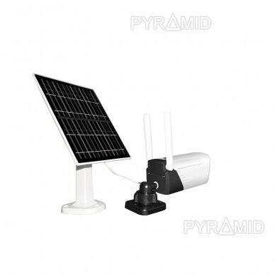WIFI IP kamera su akumuliatoriumi ir saulės baterija Pyramid PYR-SH300TS, 3Mpix, PIR, MicroSD, Icsee app 1